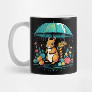 Squirrel Rainy Day With Umbrella Mug